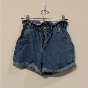 OAK + FORT Blue High-Waisted Denim Shorts
